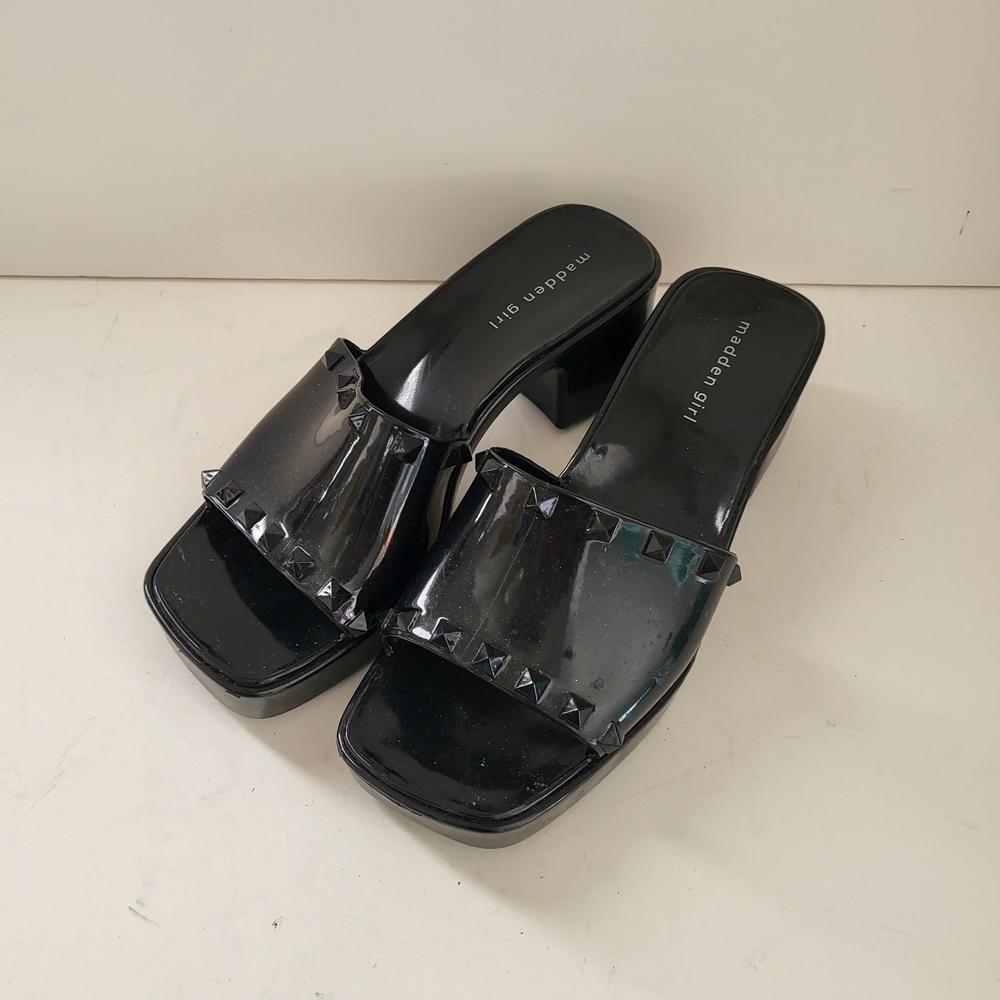 Madden Girl Black Studded Mules